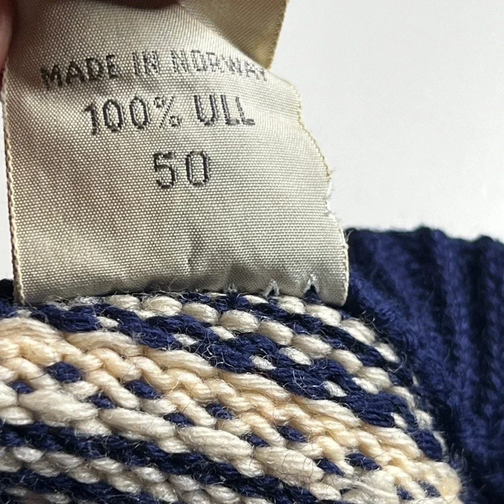 Vintage Sporty Olay Kvalitet Norwegian Wool Cardigan Navy‎ Blue Nordic Size 50
